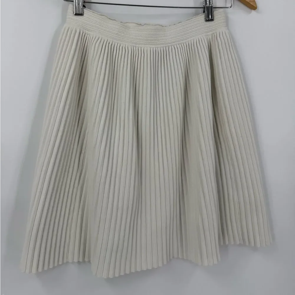 Rebecca Taylor Pleated Stretch Skirt in Alabaster | Medium